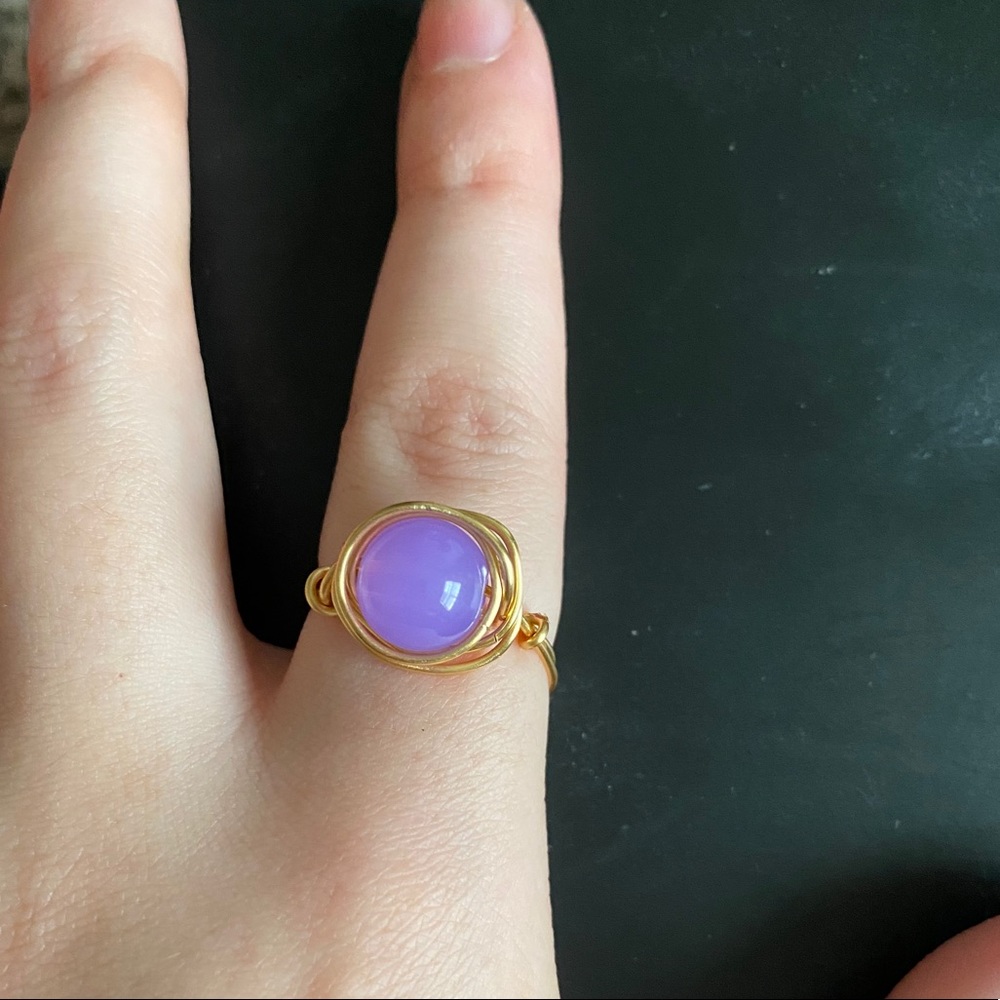 purple bead wire ring